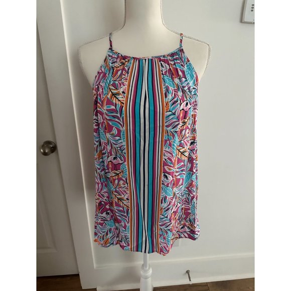 CROWN & IVY Flamingo Tropical Print Tank Top Size Small - Picture 3 of 7